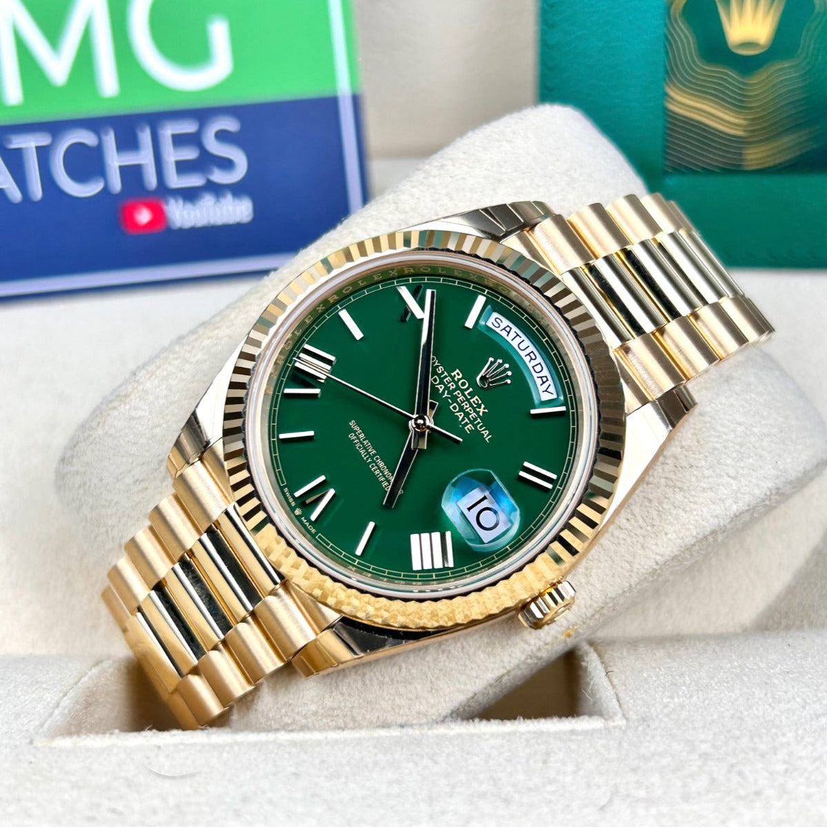 Rolex Day-Date Yellow Gold Green Dial  Quartz D D G V
