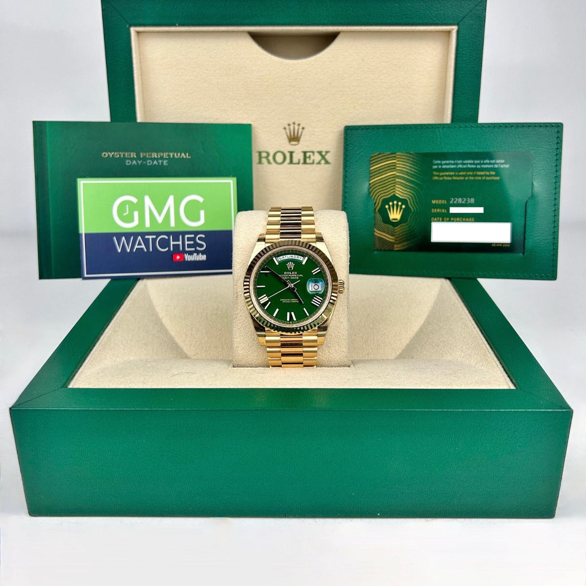 Rolex Day-Date Yellow Gold Green Dial  Quartz D D G V