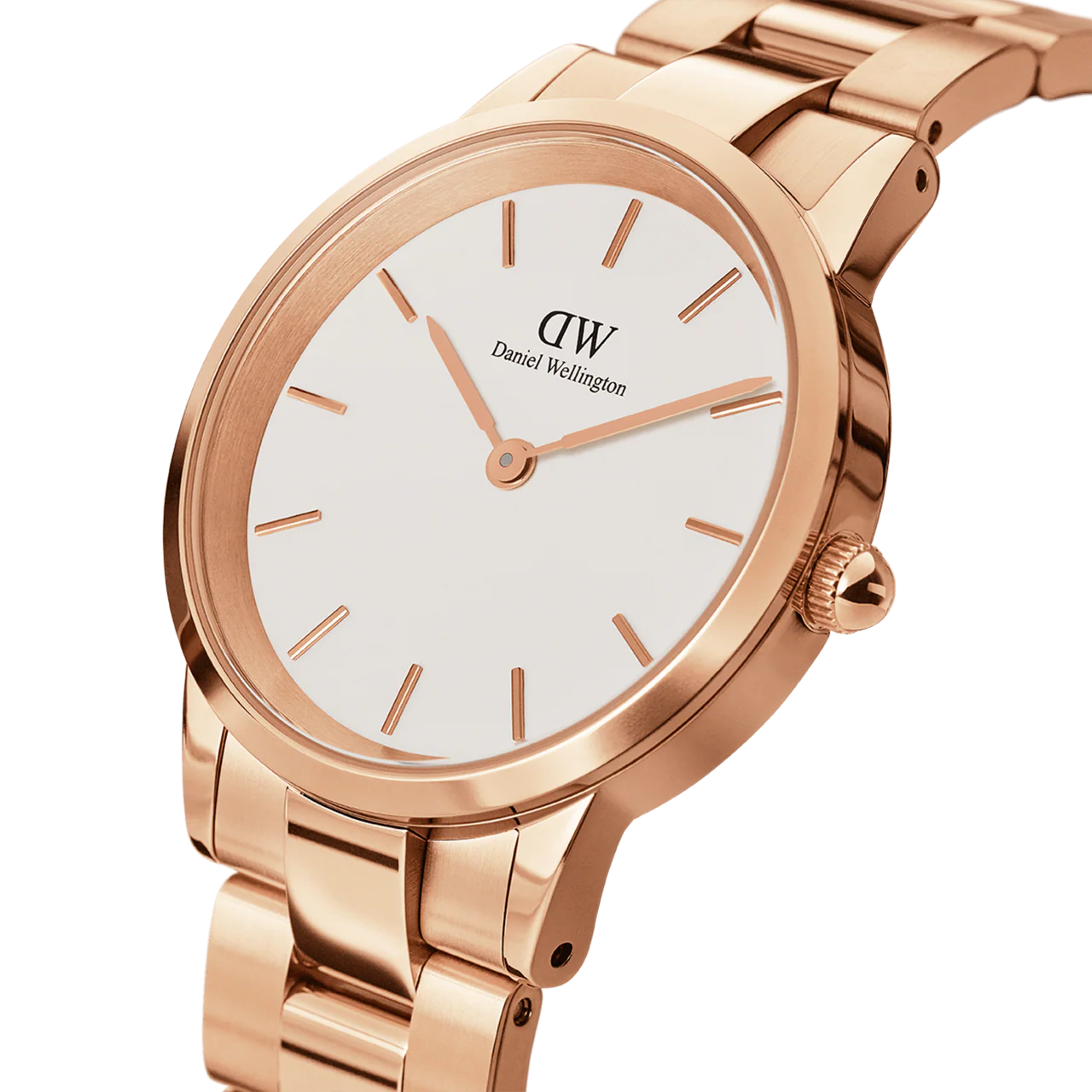 Montre Femme Daniel Wellington Iconic Link Rose Gold White