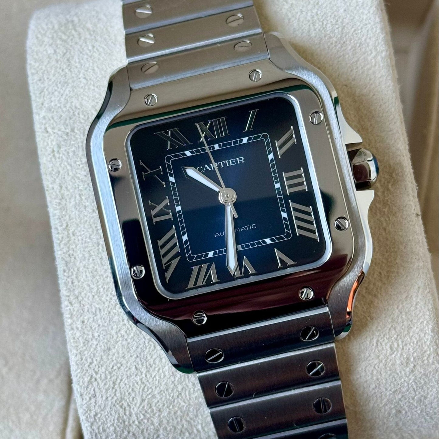 Cartier Santos Large Cadran Bleu Quartz
