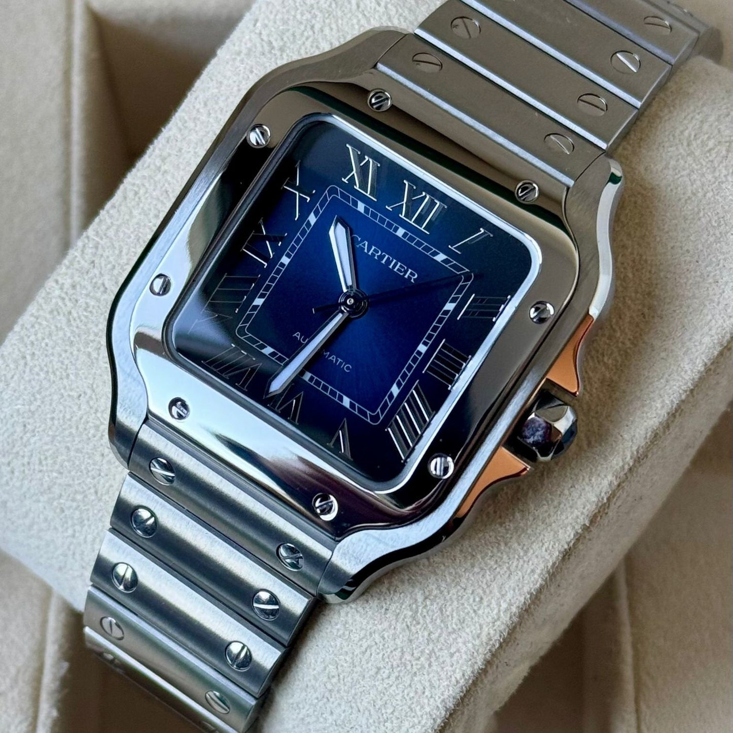 Cartier Santos Large Cadran Bleu Quartz