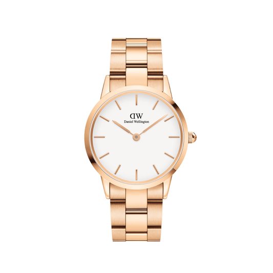 Montre Femme Daniel Wellington Iconic Link Rose Gold White