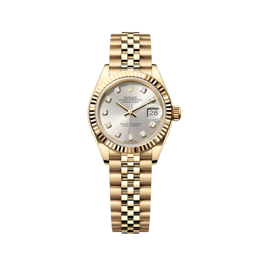Rolex Femme-Datejust Silver Diamond Yellow Gold Quartz