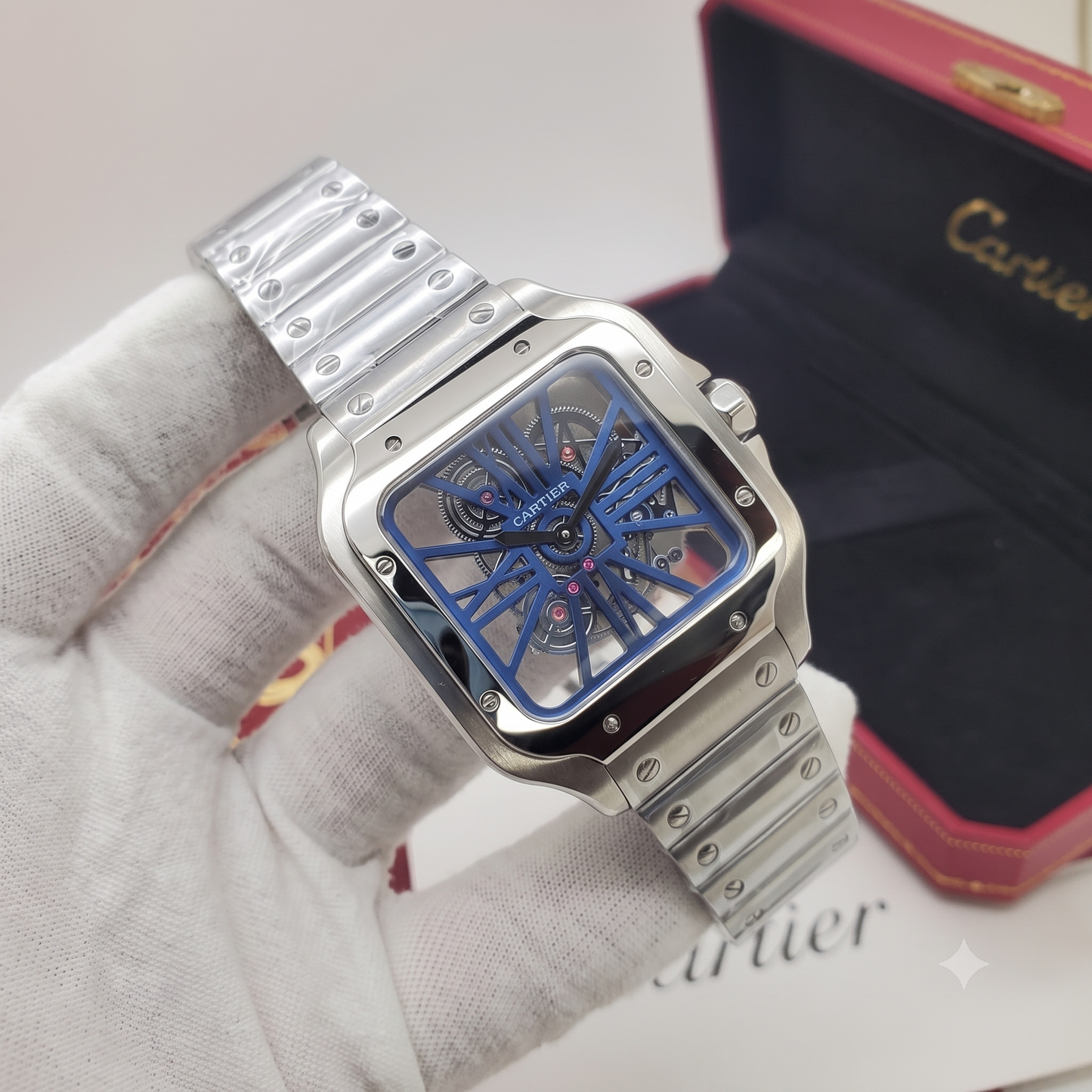 Cartier Santos de Cartier Skeleton BLEU  Quartz
