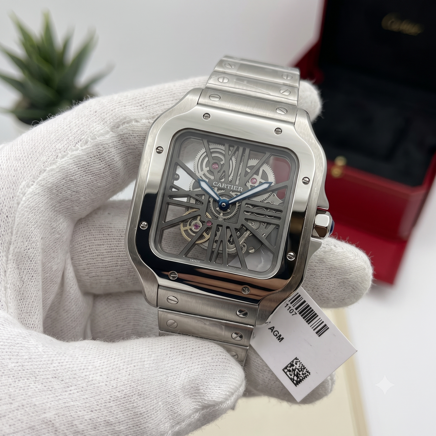 Cartier Santos de Cartier Skeleton Noir Quartz