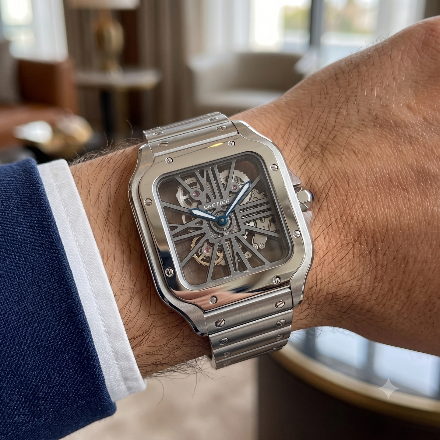 Cartier Santos de Cartier Skeleton Noir Quartz