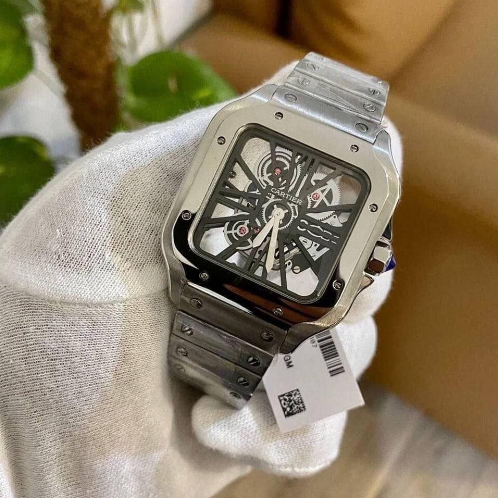Cartier Santos de Cartier Skeleton Noir Quartz